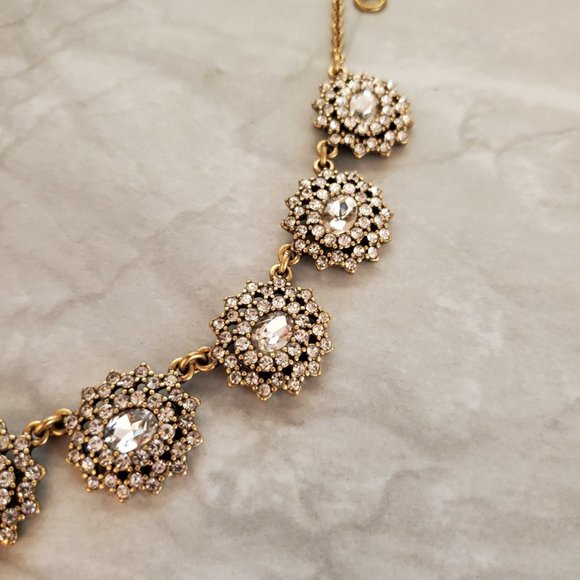 ✨ J.Crew Rhinestones Crystals Cluster Wedding Bridal Antique Statement Necklace - Picture 5 of 16